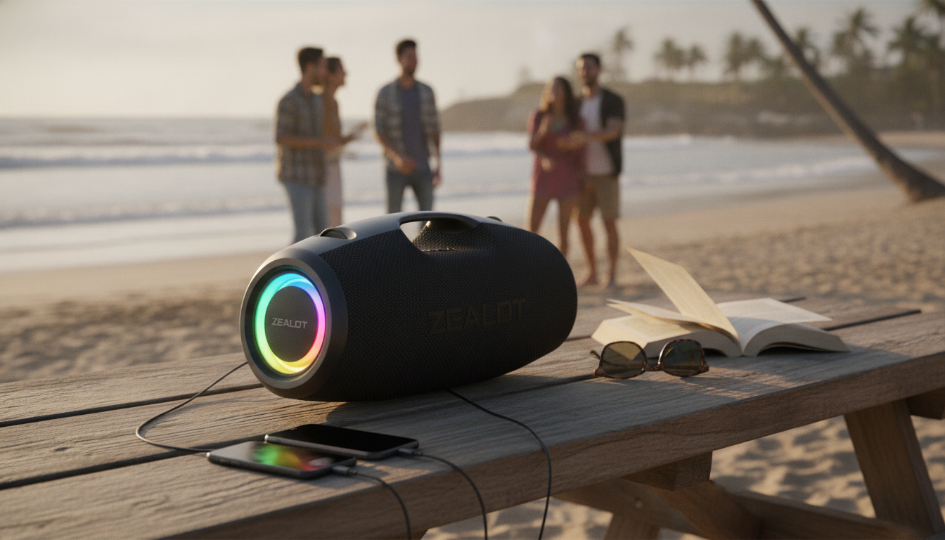 120W Portable Bluetooth Speaker: Deep Bass, LEDs, Power