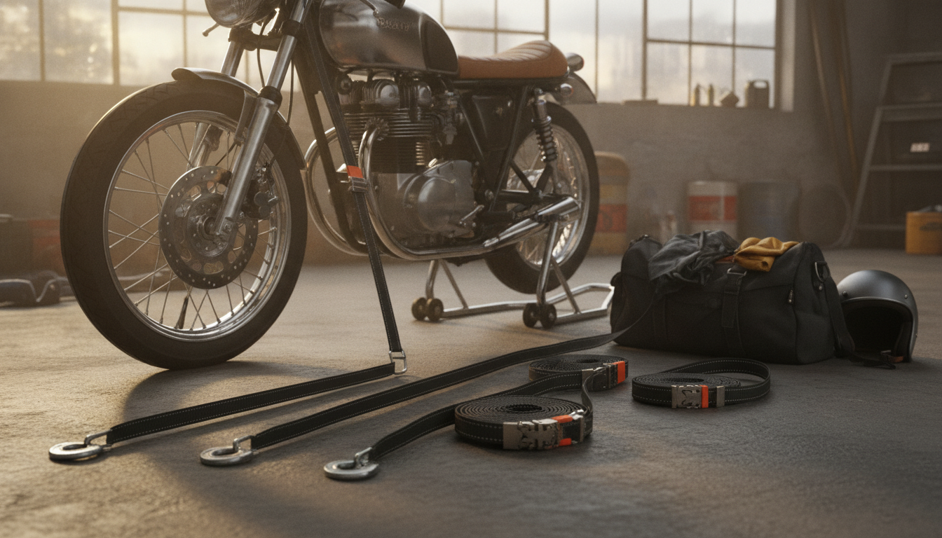 4 Ratchet Straps for Motorcycle & Luggage: Secure Loads