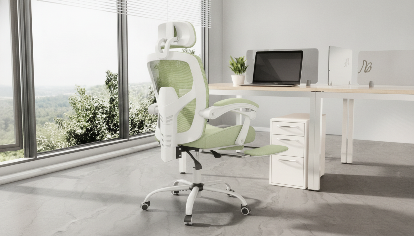 High-Back Mesh Reclining Chair with Lumbar + Footrest
