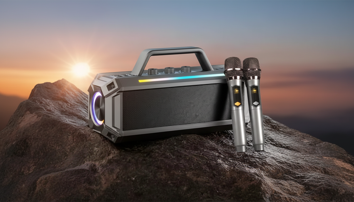 Portable 100W Karaoke Party Speaker w/ Dual Mics