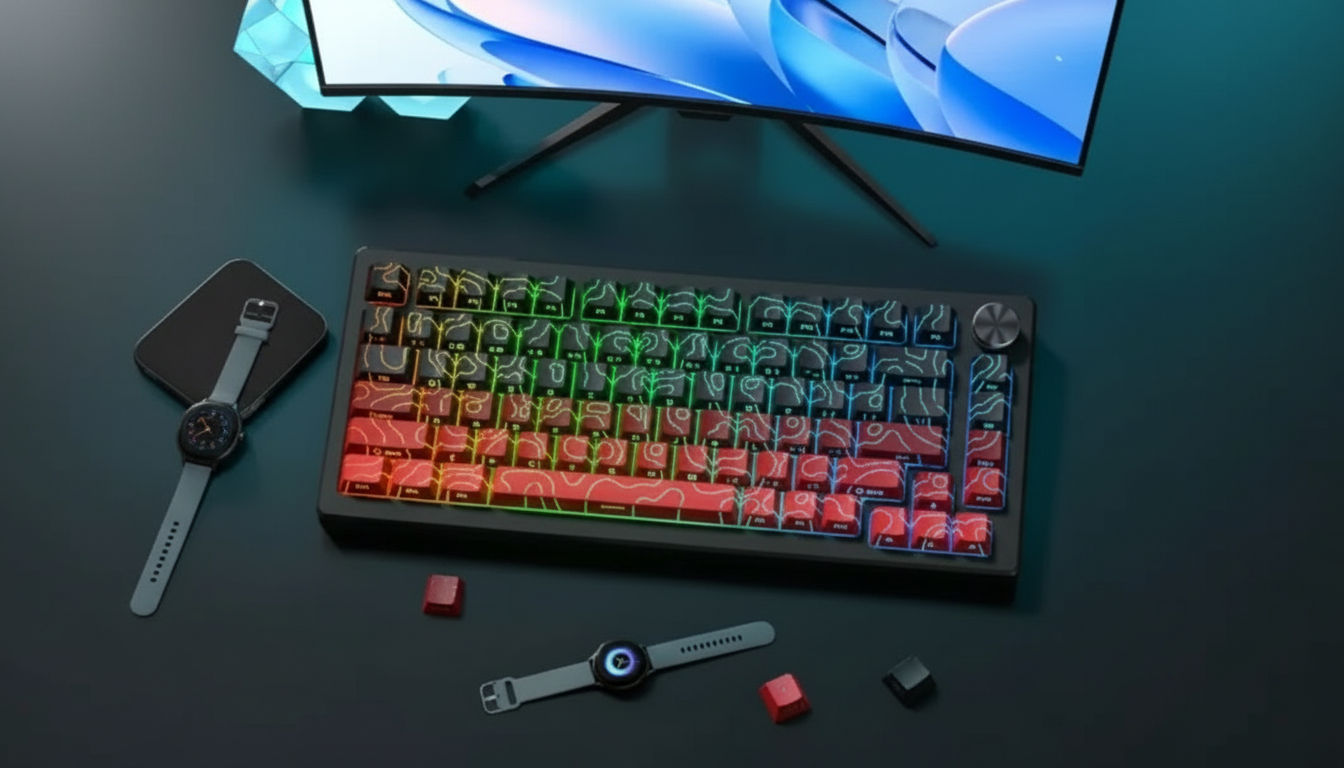 Red Gradient Side-Print Shine-Through PBT Keycaps