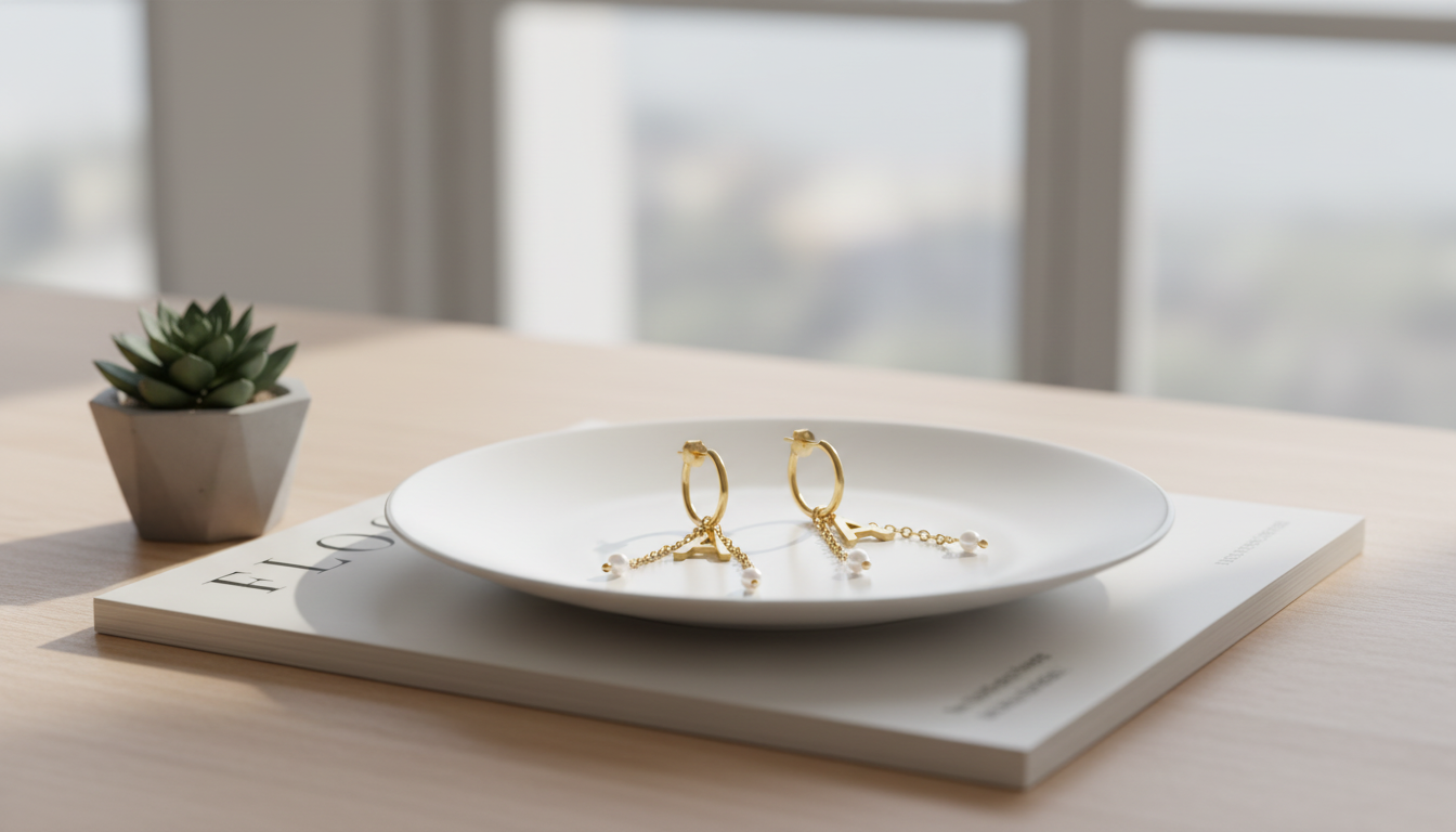 Twisted C-Shaped Gold-Plated Drop Earrings (Zircon)